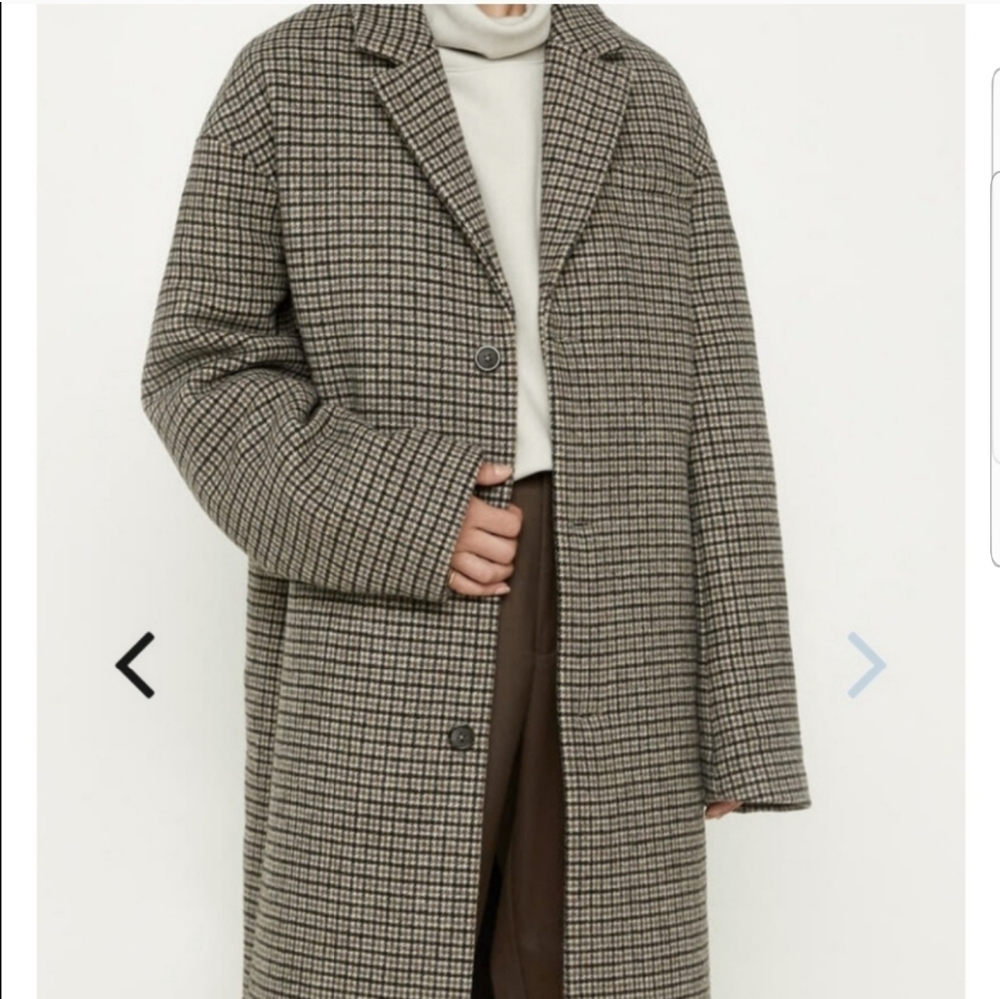 Oak + Fort plaid wool coat